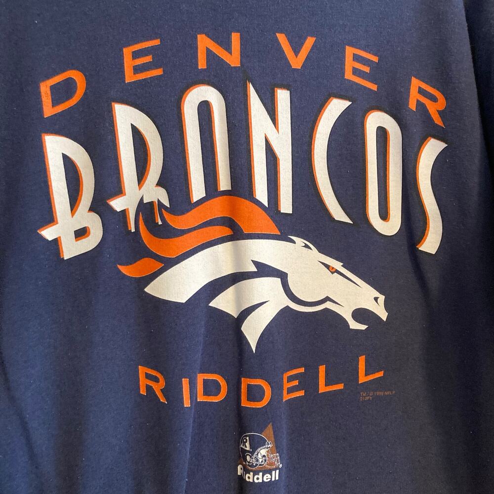 Vintage 1999 Denver Broncos Navy Crewneck Sweatshirt NFL Riddell Large - Picture 10 of 16